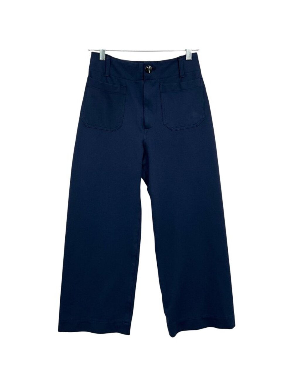 Maeve The Colette Pants Womens 27 Blue Cropped Wide Leg Ponte Stretch Trousers
